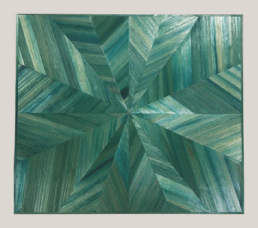 Teal star straw panel