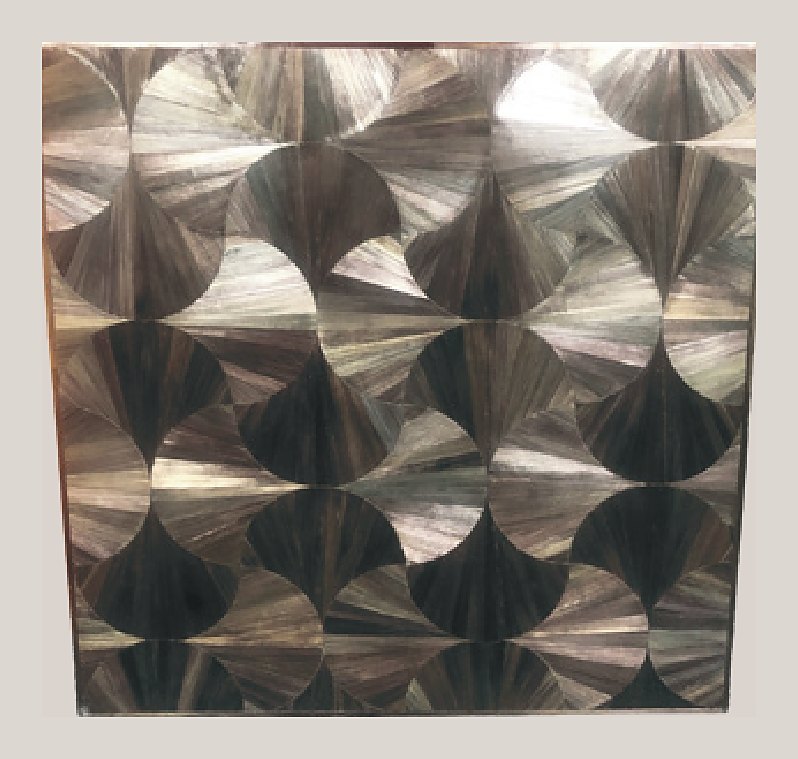 Pewter fan pattern straw panel