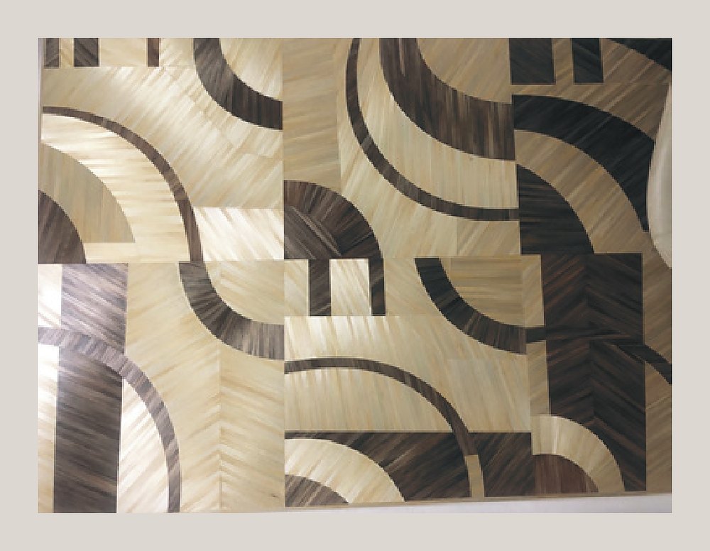 Cream and charcoal arc straw panel