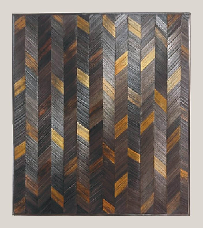 Charcoal and gold chevron straw panel
