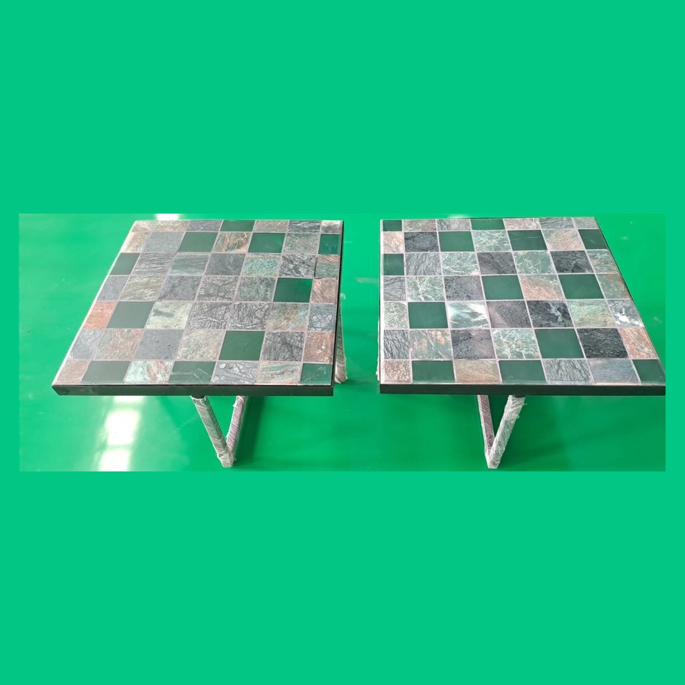 Pair of stone inlay side tables