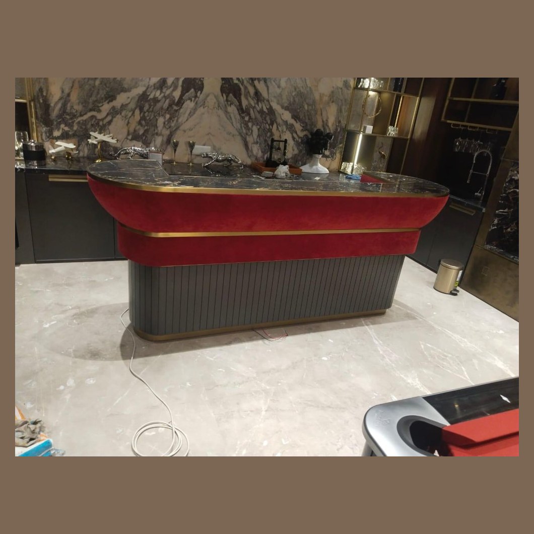 Velvet and marble bar counter