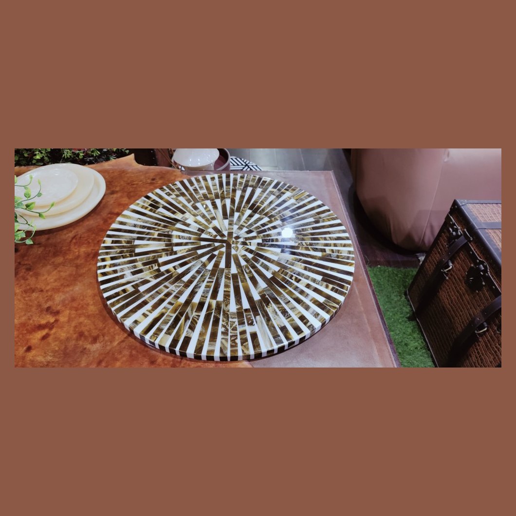Horn and bone inlay table top