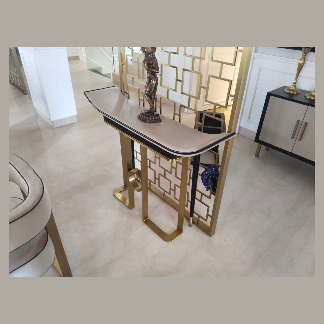 Brass frame console table